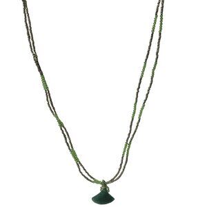 Handcrafted Beaded Green Aventurine Pendant Necklace Retro Boho Fashion Jewelry